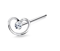 Stony Heart Shaped Silver Straight Nose Stud NSKA-735